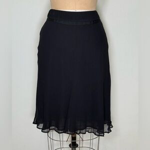 Alfani Skirt Crinkle Chiffon Silk Knee Length Black Whimsigoth Delicate Size 8P